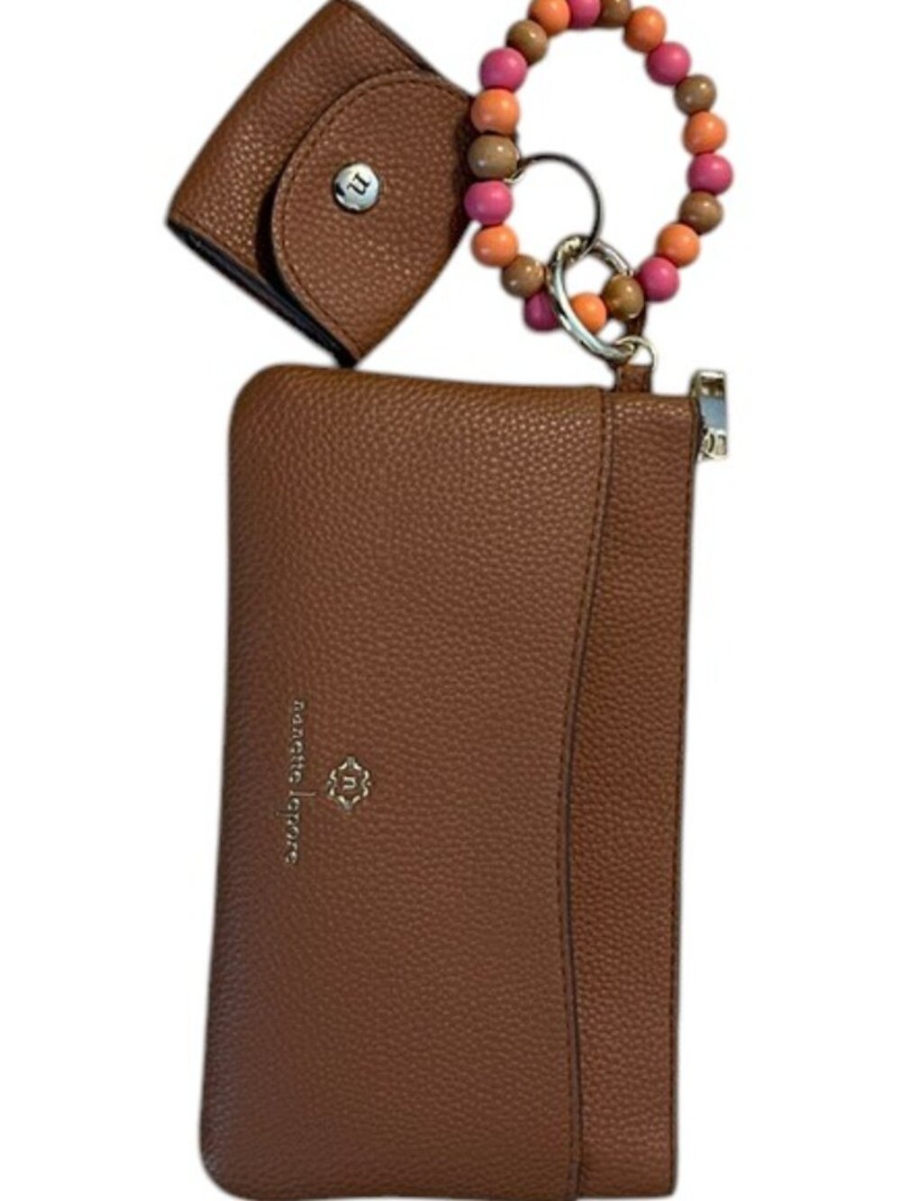NANETTE LEPORE Tan Pebbled Faux Leather Wristlet